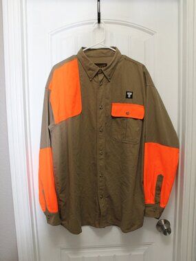 Gamehide Men's Long Sleeve Field Shooting Shirt - Tan/Blaze Orange Sz XL  (24-10